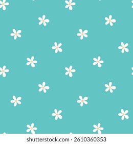 seamless minimal flower repeat pattern in green background, flat vector illustration graphic design