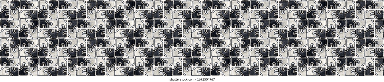 Seamless minimal geo shape border pattern design. Neutral pastel color in fresh paper cut out style. Hand drawn playful texture ribbon trim background. Home decor pastel border. Modern washi tape.