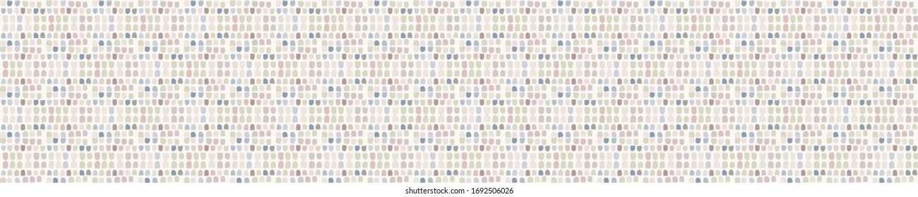 Seamless minimal geo shape border pattern design. Neutral pastel color in fresh paper cut out style. Hand drawn playful texture ribbon trim background. Home decor pastel border. Modern washi tape.