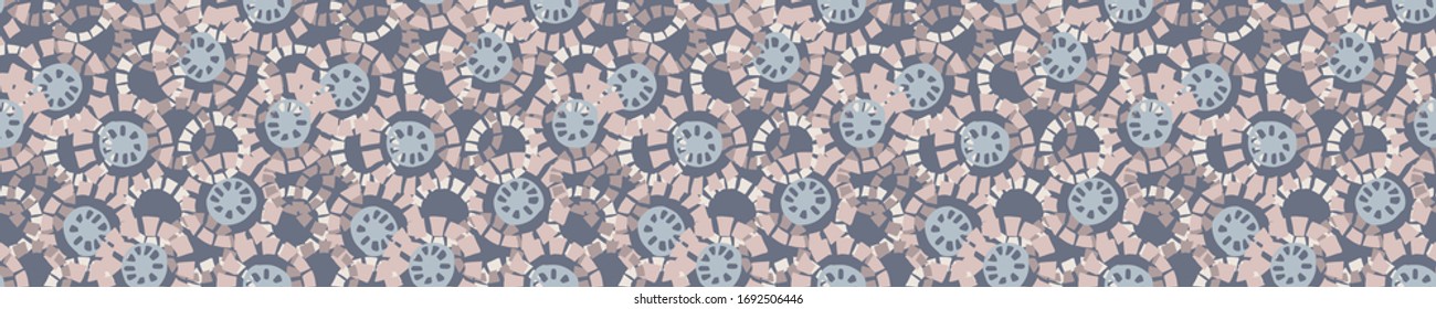 Seamless minimal geo shape border pattern design. Neutral pastel color in fresh paper cut out style. Hand drawn playful texture ribbon trim background. Home decor pastel border. Modern washi tape.