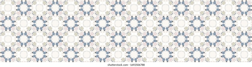Seamless minimal geo shape border pattern design. Neutral pastel color in fresh paper cut out style. Hand drawn playful texture ribbon trim background. Home decor pastel border. Modern washi tape.