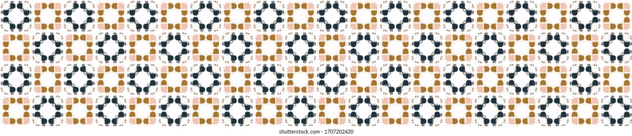 Seamless minimal geo shape border pattern design. Neutral pastel color in fresh paper cut out style. Hand drawn playful texture ribbon trim background. Home decor block border. Modern washi tape.