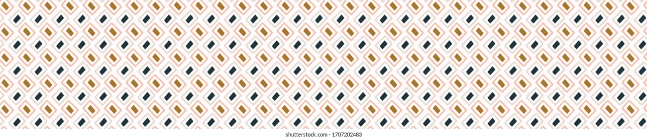 Seamless minimal geo shape border pattern design. Neutral pastel color in fresh paper cut out style. Hand drawn playful texture ribbon trim background. Home decor block border. Modern washi tape.