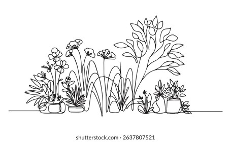 seamless minimal Hand drawn botanical flowers and leaf vector in Spring and summer collection