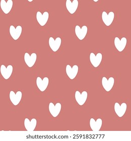 seamless minimal heart repeat pattern in red background, flat vector illustration graphic design