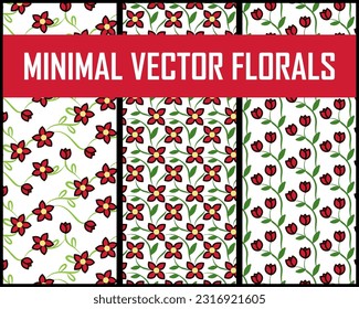 Patrón mínimo sin inconvenientes para la impresión en bolsas, tejidos, carteles, ropa de riñón. Patrón vectorial floral sin fisuras.