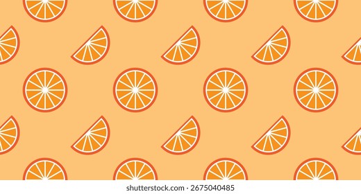 Padrão mínimo contínuo de laranjas fatiadas. Fruta. Citros vibrantes, laranja e branco. Limpar formas simples para um olhar fresco e moderno de verão. Estilo contemporâneo para toalhas de praia e cobertores para férias.