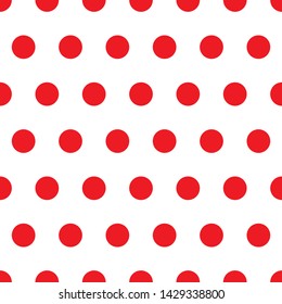 Seamless minimal red round shape dot on white background pattern. Vector illustration.