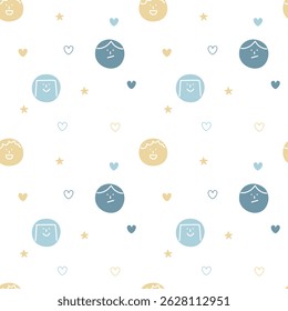 seamless minimal smile line art repeat pattern in white background, flat vector illustration graphic design