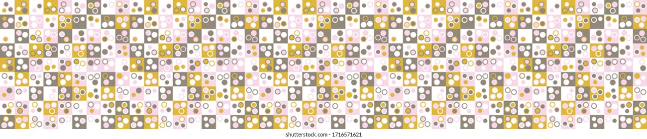 
Seamless minimal vector mosaic pattern border design. Pastel scandi color fresh modern style. Hand drawn azulejos texture background. Doodle line grid ribbon trim. Modern japan washi tape stationery 