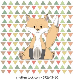 Seamless minimal vector pattern with fox. For cards, invitations, or baby shower albums, backgrounds and scrapbooks.Seamless pattern can be used for wallpapers