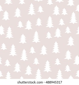 Seamless minimal vector pattern with white winter trees. For cards, invitations, albums, backgrounds and scrapbooks.