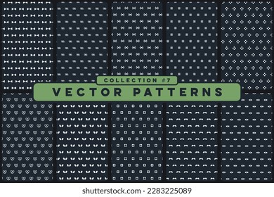 Seamless minimal vector patterns with dark blue background