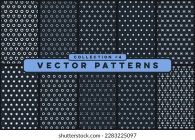Seamless minimal vector patterns with dark blue background