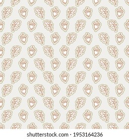 Seamless minimalist acorn blockprint pattern background. Calm pale tonal pastel color wallpaper. Simple modern scandi unisex kid design. Organic light gender neutral baby newborn nursery print. 