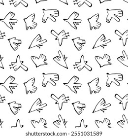 Seamless Minimalist Bird Pattern Vectorized from Hand-Drawn Ink Sketch