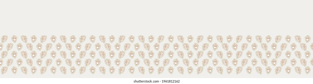 Seamless minimalist blockprint leaf border pattern. Calm tonal pastel color edge trim. Simple modern scandi unisex kid design. Organic light gender neutral baby newborn nursery print banner. 