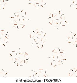 Seamless minimalist doodle confetti pattern background. Calm boho earthy tone color wallpaper. Simple modern natural unisex design. Organic childish gender neutral baby all over print. Hand drawn.