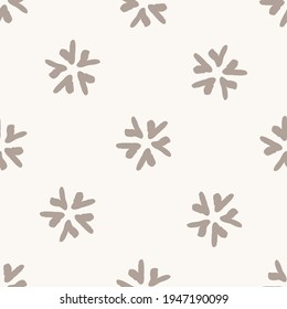 Seamless minimalist doodle floral pattern background. Calm boho earthy tone color wallpaper. Simple modern scandi unisex flower design. Organic childish gender neutral baby all over print. Hand drawn.