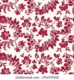 Seamless minimalist doodle floral pattern background. Calm boho  color wallpaper. Simple modern unisex flower design. Organic childish gender neutral baby all over print. Hand drawn.