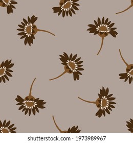 Seamless minimalist doodle floral pattern background. Calm boho earthy tone color wallpaper. Simple modern scandi unisex flower design. Organic childish gender neutral baby all over print. Hand drawn.