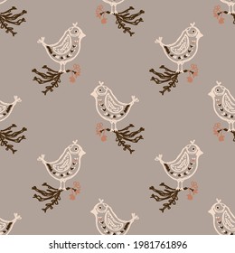 Seamless minimalist doodle floral pattern background. Calm boho earthy tone color wallpaper. Simple modern scandi unisex flower design. Organic childish gender neutral baby all over print. Hand drawn.