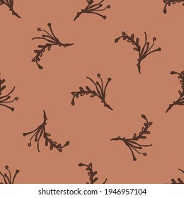 Seamless minimalist doodle flower pattern background. Calm two tone color wallpaper. Simple modern scandi unisex baby design. Organic childish gender neutral baby all over print. Hand drawn floral.