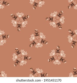 Nahtlose minimalistische Doodle-Blumenhintergrund. Ruhige zweifarbige Tapete. Einfache, moderne Skandinavien entführen zu Babydesign. Organisches, kindisches, geschlechtsneutrales Baby auf dem ganzen Druck. Handgezeichnet floral.