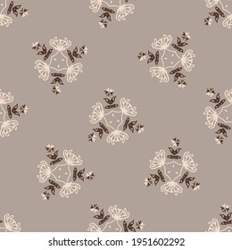 Seamless minimalist doodle flower pattern background. Calm two tone color wallpaper. Simple modern scandi unisex baby design. Organic childish gender neutral baby all over print. Hand drawn floral.