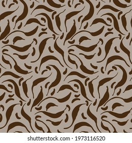 Seamless minimalist doodle leaf pattern background. Calm boho earthy tone color wallpaper. Simple modern scandi unisex flower design. Organic childish gender neutral baby all over print. Hand drawn.