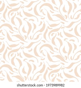 Seamless Minimalist Doodle Leaf Pattern Background. Calm Boho Earthy Tone Color Wallpaper. Simple Modern Scandi Unisex Flower Design. Organic Childish Gender Neutral Baby All Over Print. Hand Drawn.