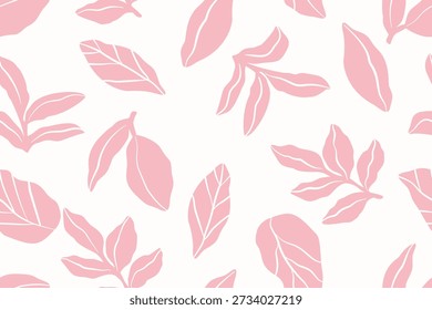 Modelo floral minimalista inconsútil con los Elementos botánicos dibujados a mano ideales para el Fondo de pantalla de la moda del diseño textil y el fondo de alta calidad de la decoración casera 
