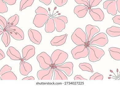 Modelo floral minimalista inconsútil con los Elementos botánicos dibujados a mano ideales para el Fondo de pantalla de la moda del diseño textil y el fondo de alta calidad de la decoración casera 