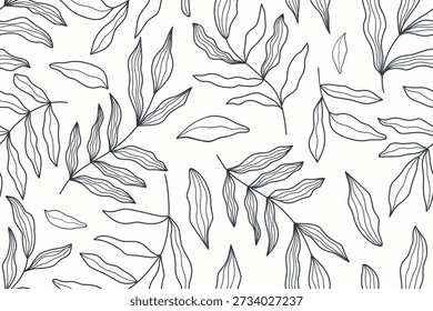 Modelo floral minimalista inconsútil con los Elementos botánicos dibujados a mano ideales para el Fondo de pantalla de la moda del diseño textil y el fondo de alta calidad de la decoración casera 