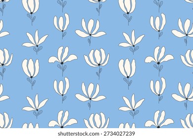 Modelo floral minimalista inconsútil con los Elementos botánicos dibujados a mano ideales para el Fondo de pantalla de la moda del diseño textil y el fondo de alta calidad de la decoración casera 