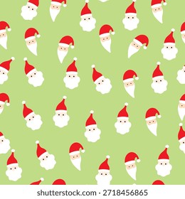Modelo minimalista inconsútil con la cabeza de Santa Claus para las Navidades felices y la decoración feliz del año Nuevo; se puede utilizar en papel y materia textil