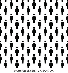 Seamless Minimalist People Pattern. Human Figures and Population Background.