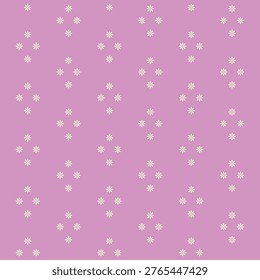 Seamless Minimalist Pink Floral Pattern with Dainty Small Flowers - Vector Illustration of Pastel Mauve Background for Textile Design, Wallpaper, Wrapping Paper, Cute Aesthetic and Spring Decor