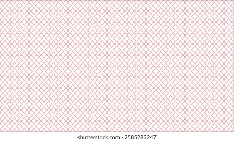 A seamless, minimalist pink geometric pattern featuring symmetrical floral-like shapes, perfect for backgrounds, wallpapers, and textile designs.