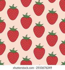 Seamless minimalist strawberry pattern in vector