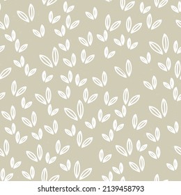 Seamless minimalist summer pattern with leaves in a green shade.