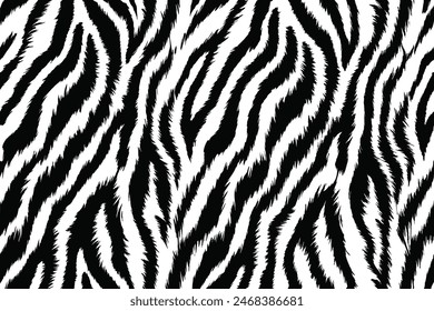 "Seamless Minimalist Tiger Stripe Pattern - Black Geometric Lines"