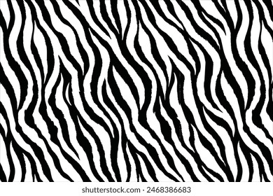 "Seamless Minimalist Tiger Stripe Pattern - Black Geometric Lines"