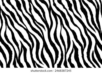 Seamless Minimalist Tiger Stripe Pattern - Black Geometric Lines