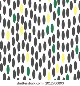 Seamless  minimalistic abstract pattern in yellow, black, green colors. Scandinavian style for textile, texture, cover, background, wallpaper, wrapping paper, fabric, package. Trendy vector