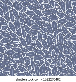 Seamless minimalistic cute beautiful pattern with white outline leaf on a light gray background.