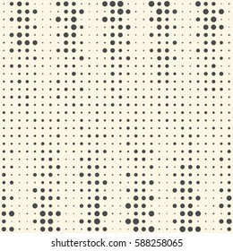 Papel de escritorio de puntos minimalistas impecables. Fondo del semitono negro y blanco vectorial. Ornamento de banda vertical decorativo