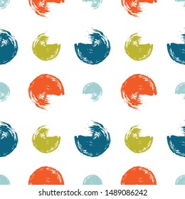 Seamless minimalistic pattern with circles on a white background. Wallpaper, paper, print, packaging, modern textile design. Vector illustration.