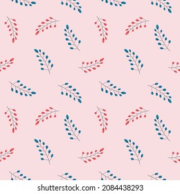 Seamless minimalistic pattern with thin twigs. Endless vector texture