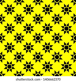Seamless minimalistic patterns. Black toothed abstract triangle. on yellow background.

